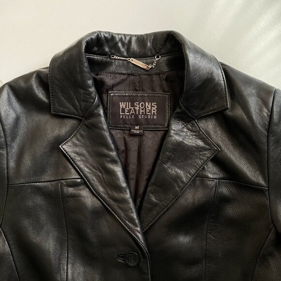 Wilsons Pelle Studio Leather Blazer Black Womens Size M Jacket Butter Soft, VTG - Picture 12 of 12